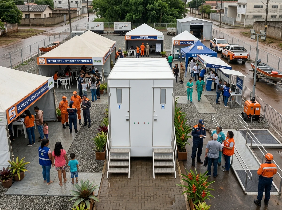 Banheiro para Centro Temporário de Atendimento em Enchentes