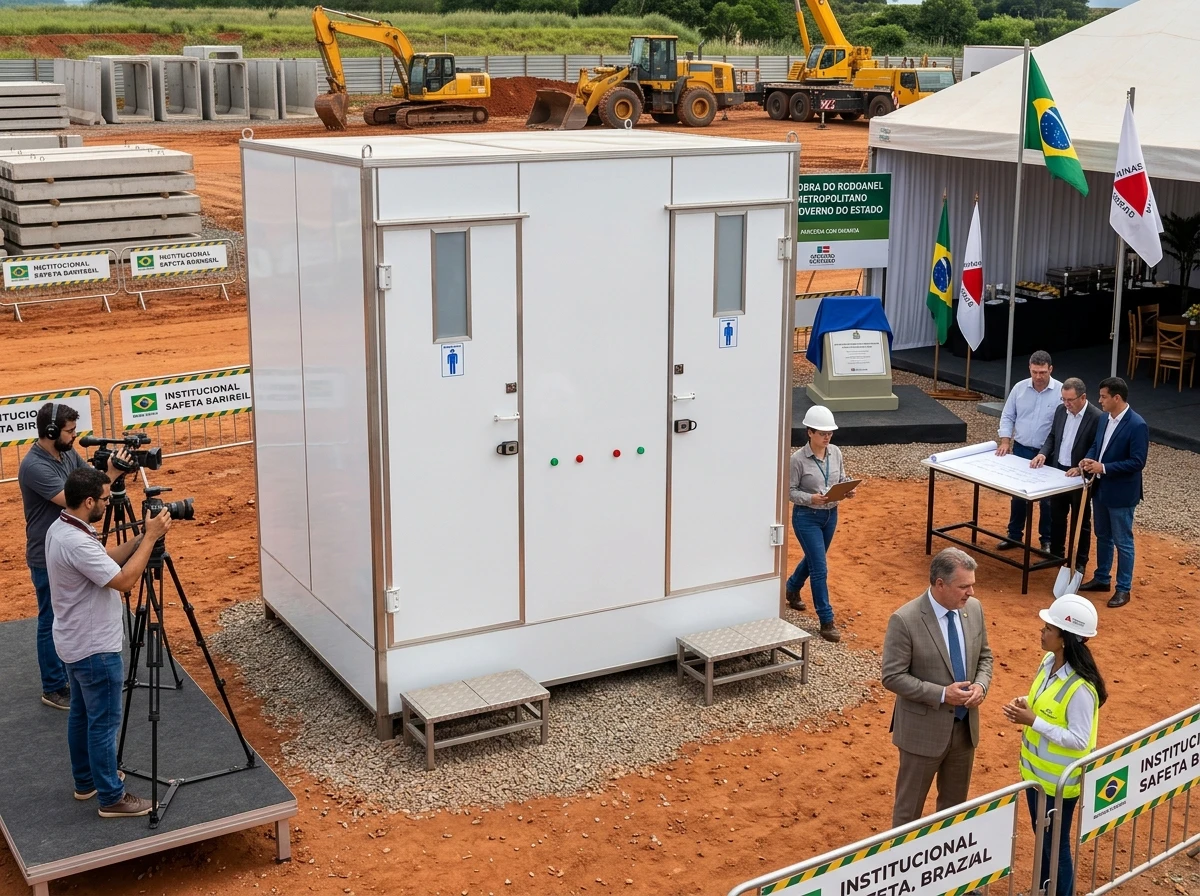 Banheiro para Lançamento da Pedra Fundamental de Empreendimento Público